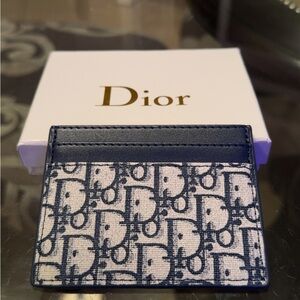 Dior Navy and White Monogram Card Holder